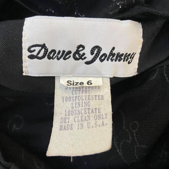 Vintage Dave & Johnny 6 Black Backless Mesh Formal Prom Homecoming Dress - Picture 12 of 16